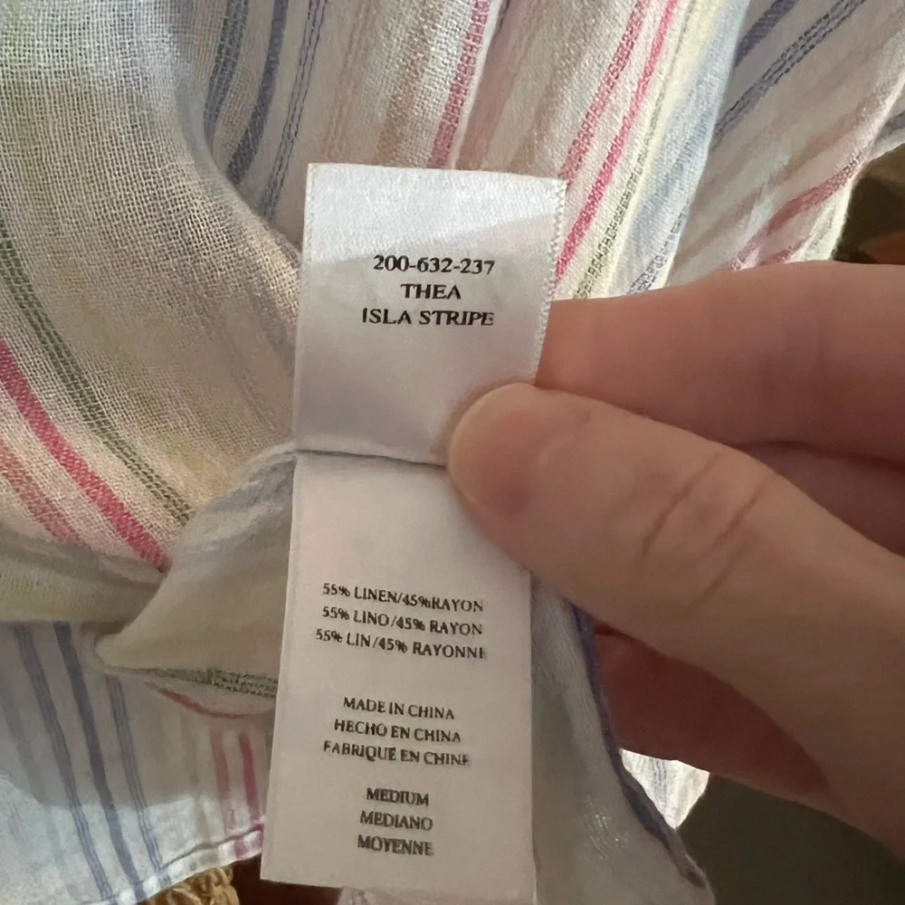 RAILS Thea Isla Striped Tie Front Shirt Size Medium Cream/pink/blue EUC| - Picture 7 of 7